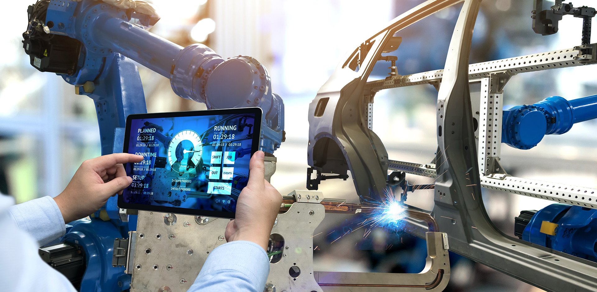 Automotive assembly line leveraging Syspro ERP for real-time production and inventory control.